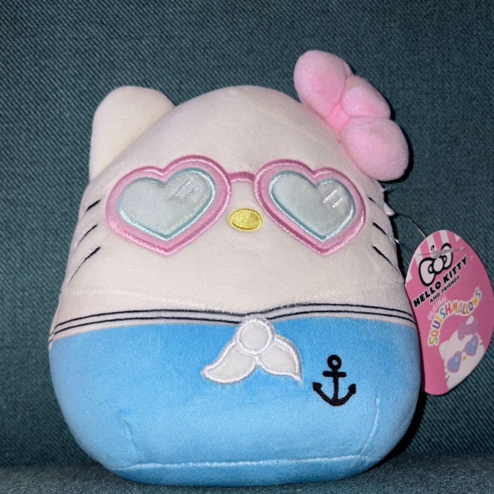 Hello Kitty Plush Toy with Blue and Pink Accents